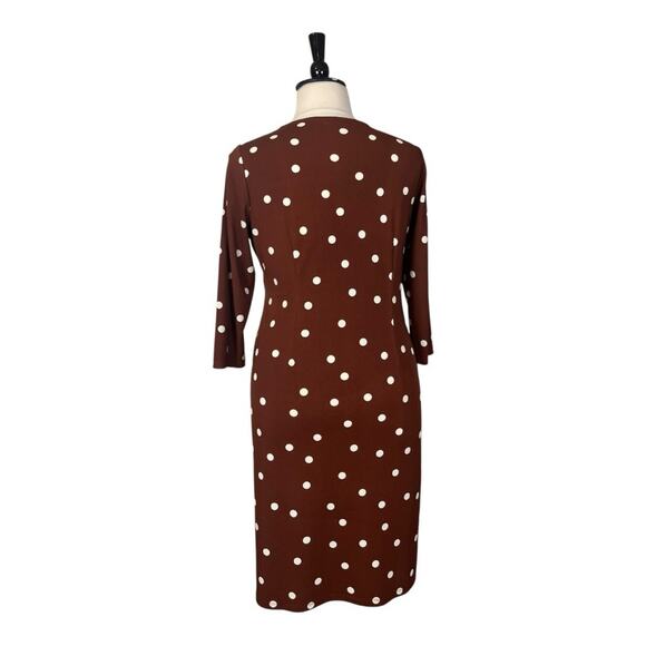 Talbots Wrap Dress V-neck 3/4 sleeves Brown White Polka Dot Women’s Plus Size 1X - Picture 7 of 15
